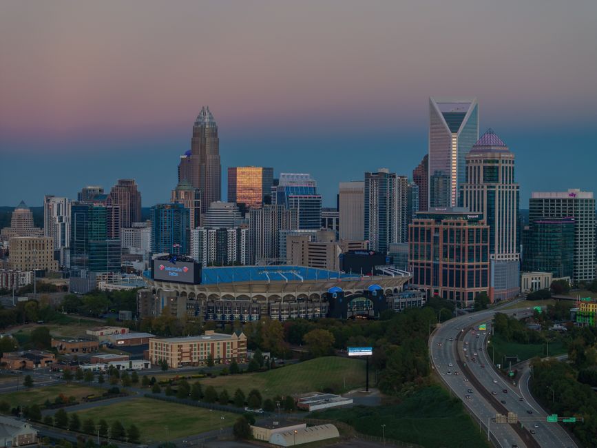 Charlotte skyline at dusk