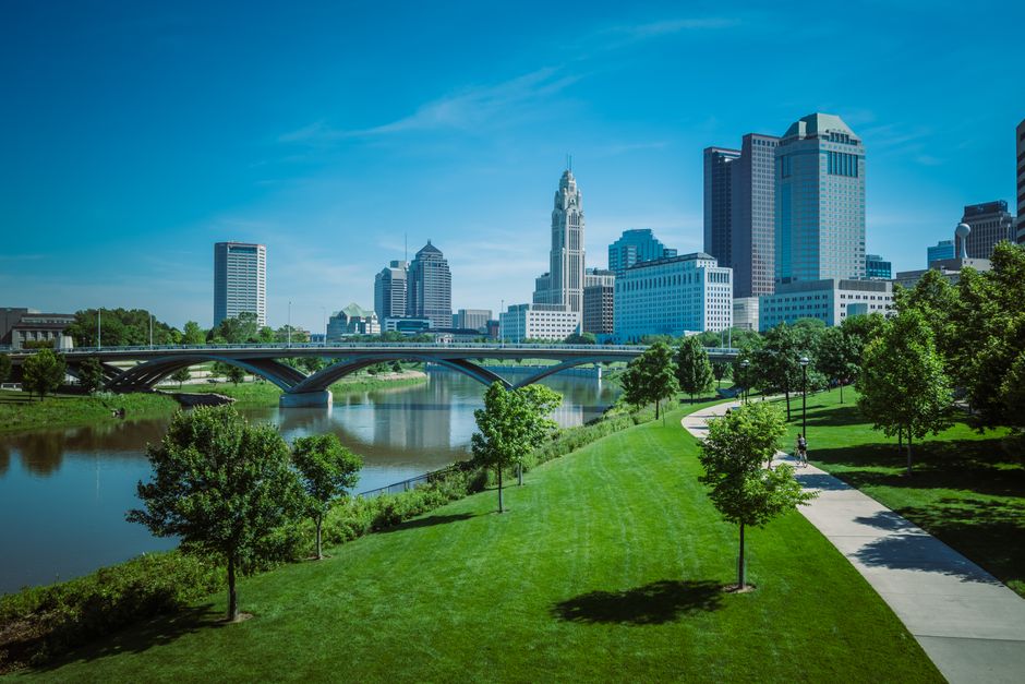 Columbus skyline along the Scioto River