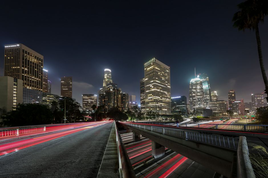 Downtown Los Angeles skyline at night