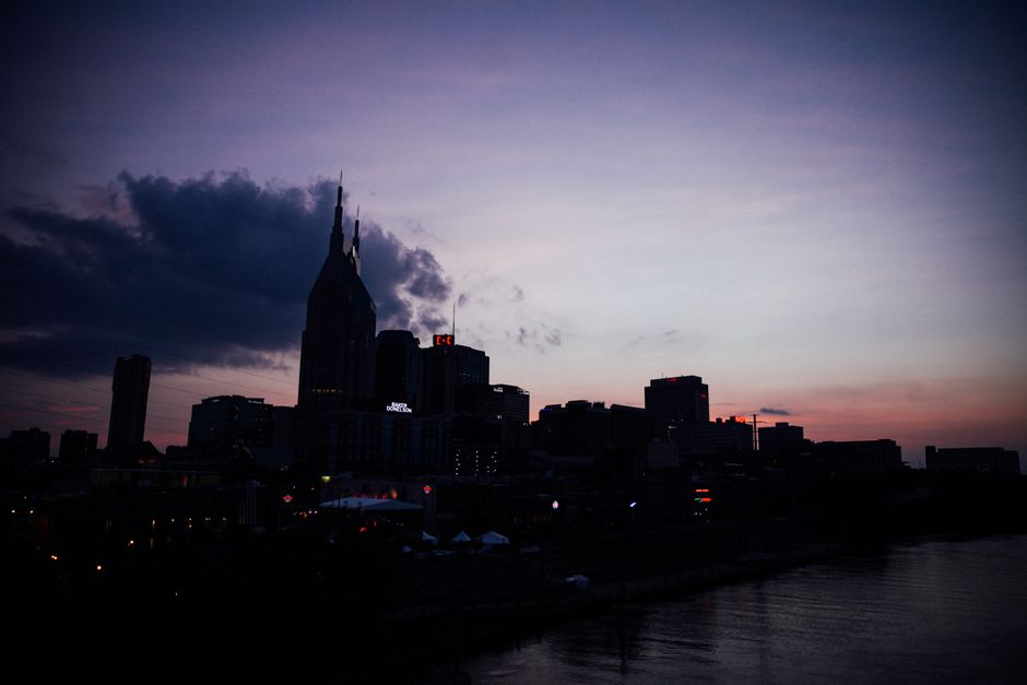 Nashville skyline silhouette at sunset